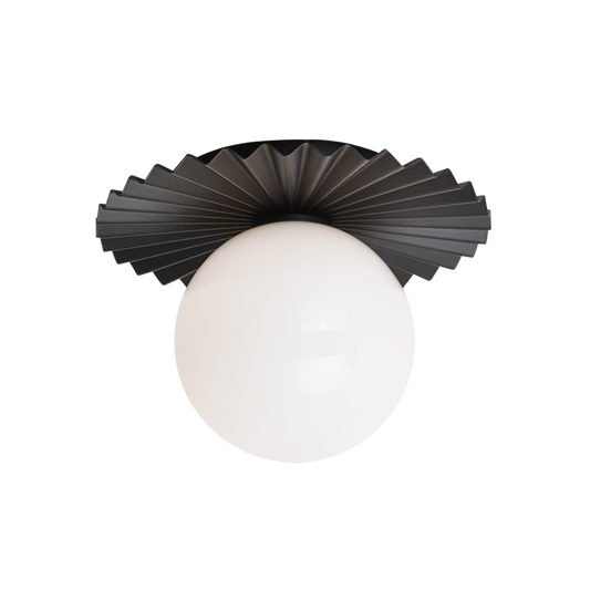 Matteo Lighting Modern Ruff WX83101BKOP flush mount in Black with opal glass