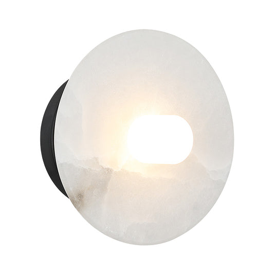 Matteo Lighting Monument WX42601MB wall sconce in Matte Black with Spanish Alabaster