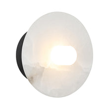 Load image into Gallery viewer, Matteo Lighting Monument WX42601MB wall sconce in Matte Black with Spanish Alabaster
