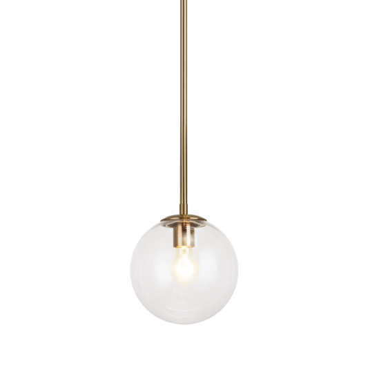 Matteo Lighting Novo C81711AGCL pendant in Aged Gold Brass with clear glass