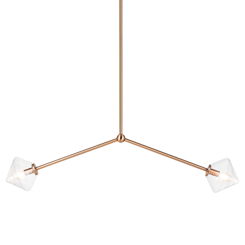 Matteo Lighting Novo C81742AGCL diamond glass chandelier in Aged Gold Brass with clear glass