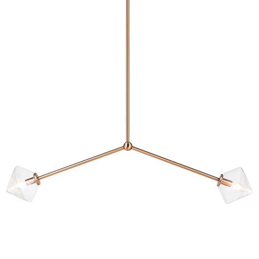 Matteo Lighting Novo C81742AGCL diamond glass chandelier in Aged Gold Brass with clear glass