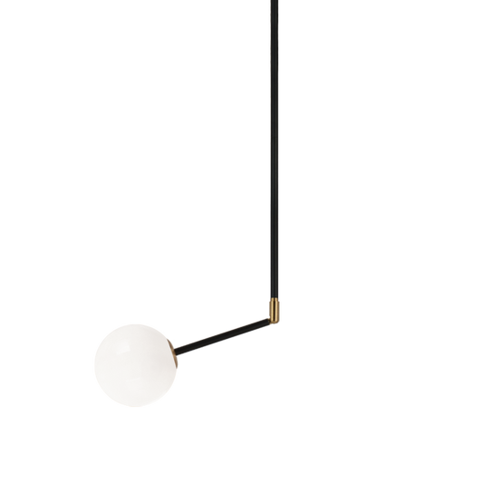 Matteo Lighting Novu C83001AGOP pendant in Aged Gold Brass with opal glass
