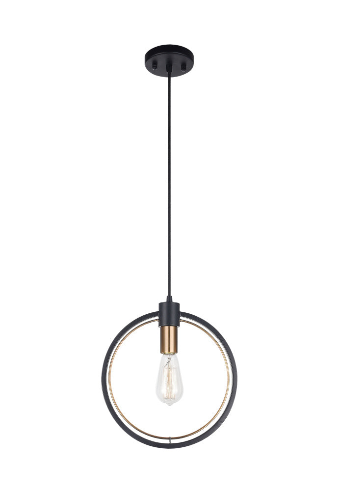 Matteo Lighting Odyssey C78601BK pendant in Black with Aged Gold Brass accents