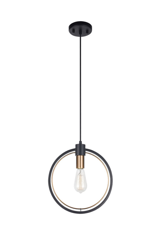 Matteo Lighting Odyssey C78601BK pendant in Black with Aged Gold Brass accents