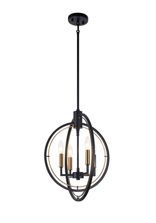 Matteo Lighting Odyssey C78604BK chandelier in Black with Aged Gold Brass accents