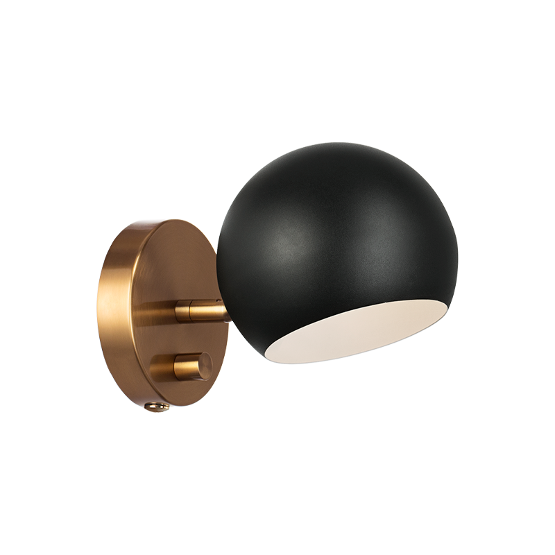 Matteo Lighting Orb W31701MBAG wall sconce in Matte Black with Aged Gold Brass
