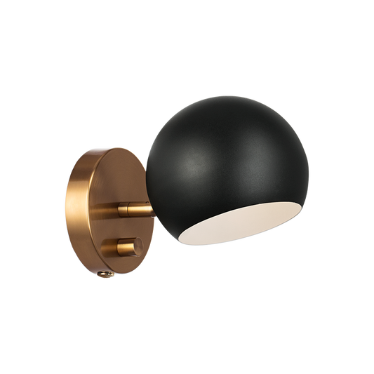 Matteo Lighting Orb W31701MBAG wall sconce in Matte Black with Aged Gold Brass