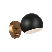 Load image into Gallery viewer, Matteo Lighting Orb W31701MBAG wall sconce in Matte Black with Aged Gold Brass
