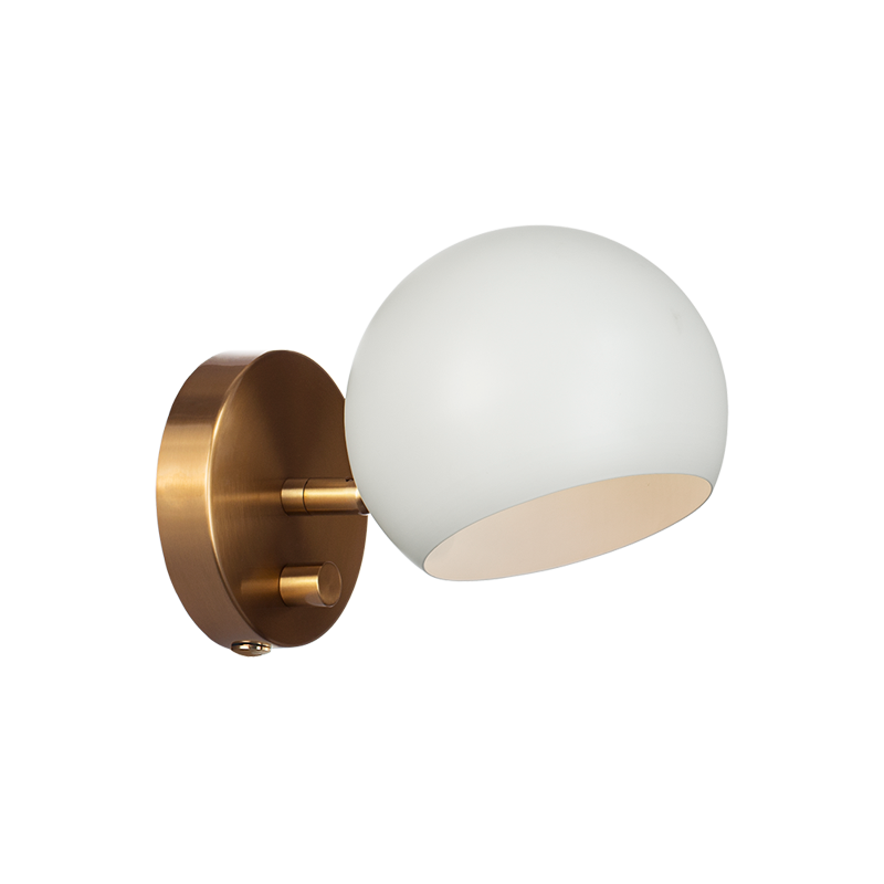 Matteo Lighting Orb W31701MWAG wall sconce in Matte White with Aged Gold Brass
