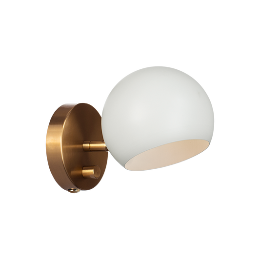 Matteo Lighting Orb W31701MWAG wall sconce in Matte White with Aged Gold Brass