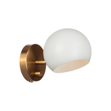 Load image into Gallery viewer, Matteo Lighting Orb W31701MWAG wall sconce in Matte White with Aged Gold Brass
