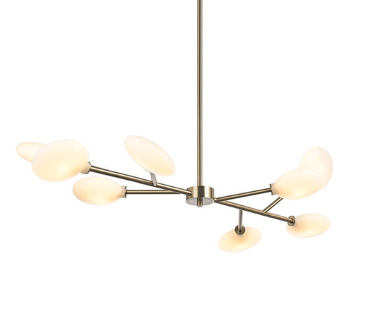 Matteo Lighting Peony chandelier in Champagne Gold with opal glass shades