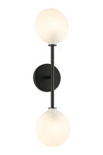 Load image into Gallery viewer, Matteo Lighting Peony W33712MB vanity light in Matte Black with Opal Glass

