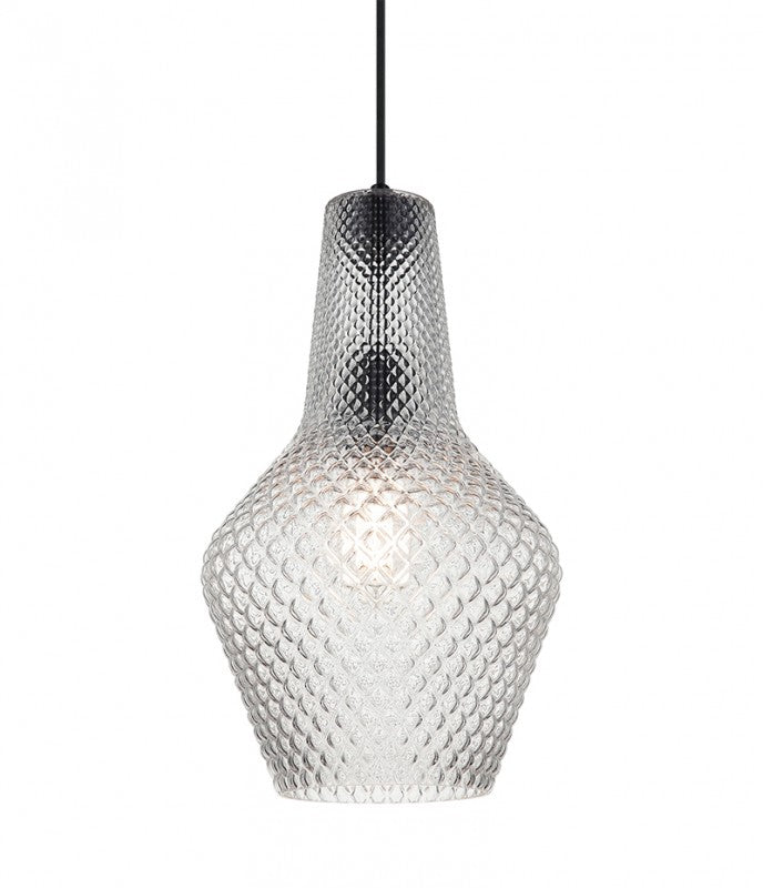 Matteo Lighting Quilted Gem pendant with smoked diamond-textured glass