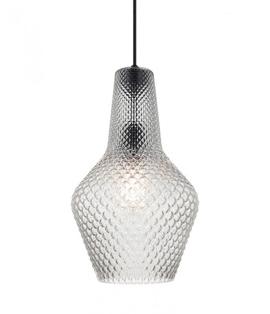 Matteo Lighting Quilted Gem pendant with smoked diamond-textured glass