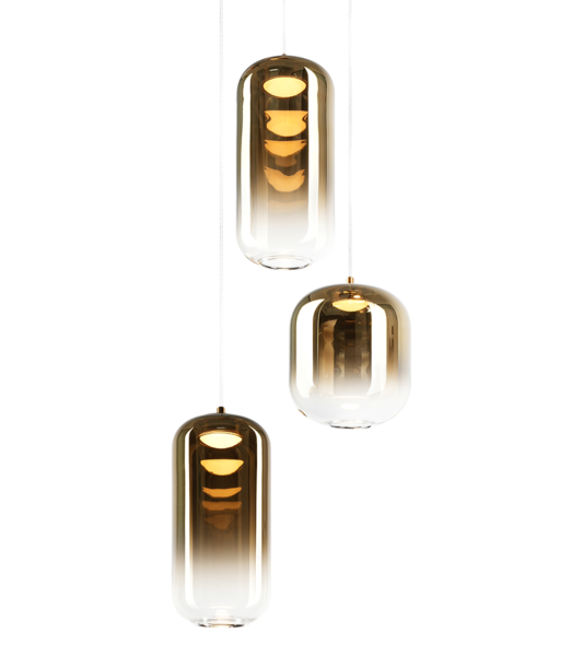 Matteo Lighting Refrax C37403AGAG LED chandelier with gradient gold glass