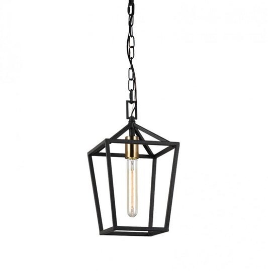 Matteo Lighting Scatola C61701RB chandelier in Rusty Black with Aged Gold Brass accents