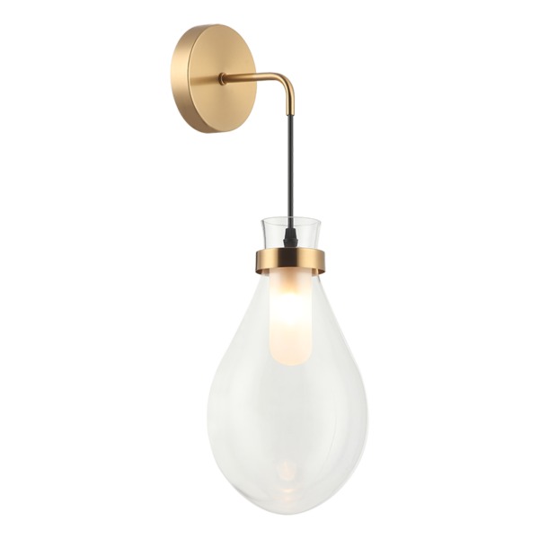 Matteo Lighting Seranna W31901AG wall sconce in Aged Gold Brass with clear glass
