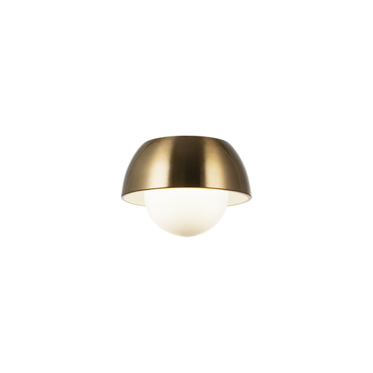 Matteo Lighting Watson M11301AGOP flush mount in Aged Gold Brass with opal glass