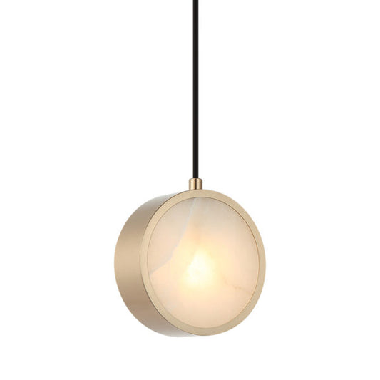 Matteo Lighting Weatherton pendant in Champagne Gold with alabaster glass