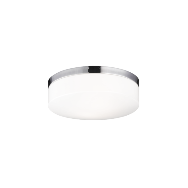 Matteo Lighting Xenon flush mount in Chrome with white acrylic shade