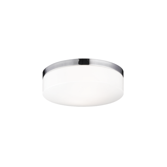 Matteo Lighting Xenon flush mount in Chrome with white acrylic shade