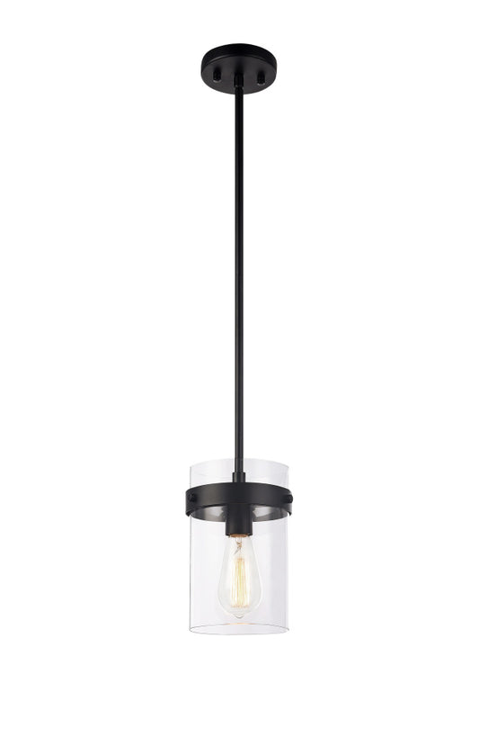 Matteo Lighting Zale C78401BK pendant in Black with clear glass